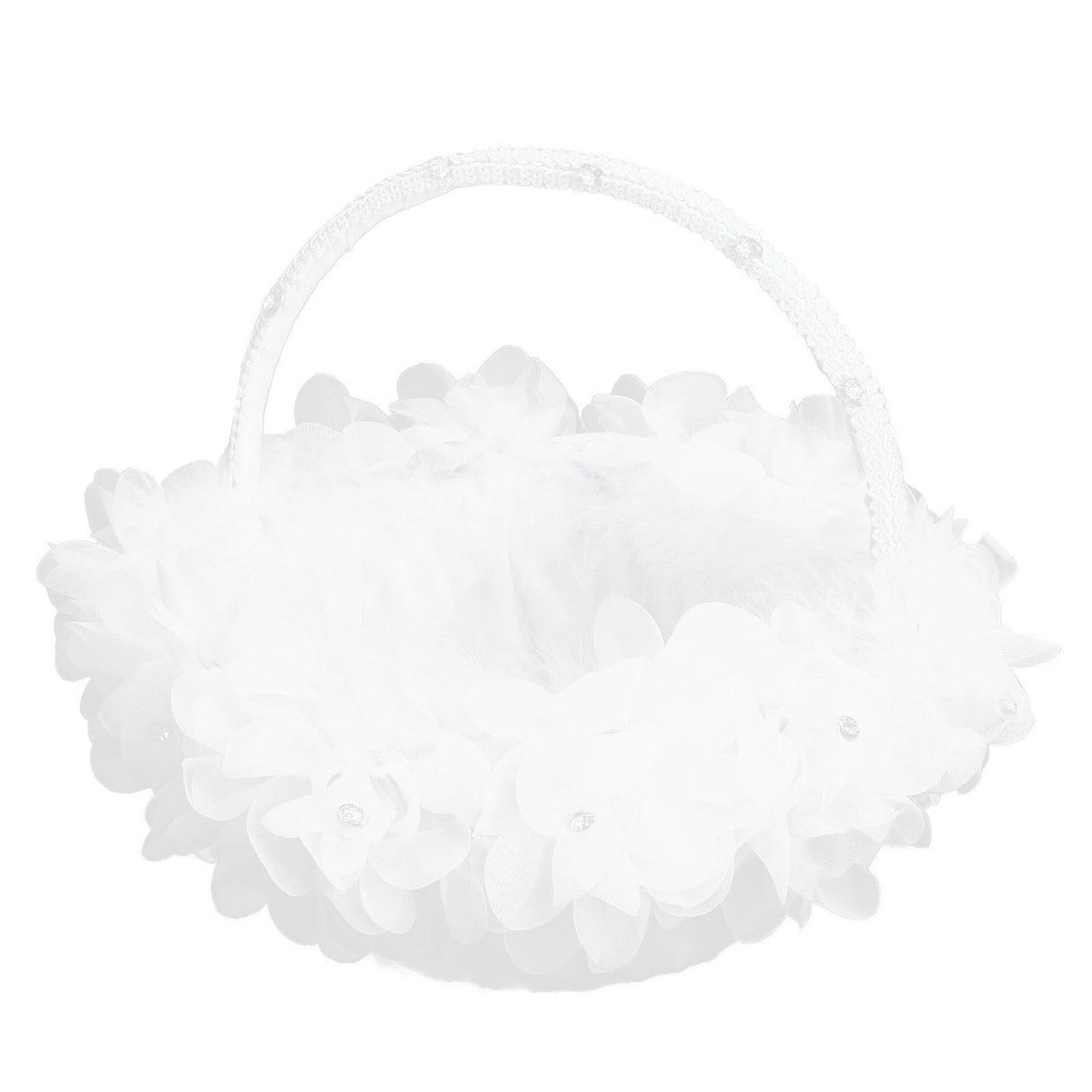 Wedding Flower Girl Basket Artificial Ostrich Feathers Lace Petal Western Wedding Flower Baskets for Wedding Party Photography Props