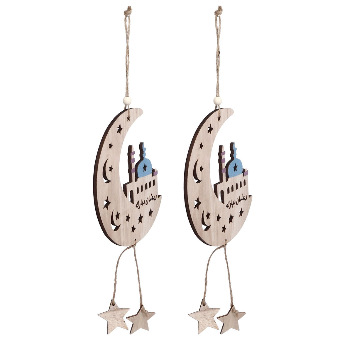 2pcs Moon Eid Hanging Decoration Eid Al‑Fitr Ornaments Decorations Pendant Crafts for Home JM00467
