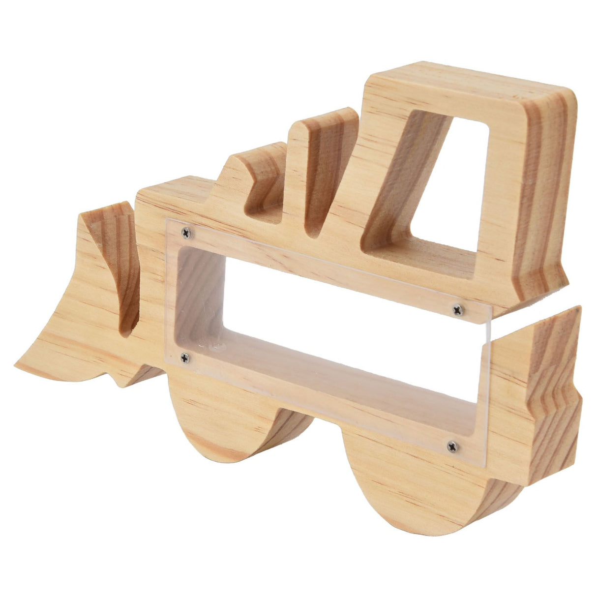 Piggy Bank for Kids Cute Forklift Transparent Wooden Piggy Bank Hollow Out Recyclable Coin Bank for Home Decoration