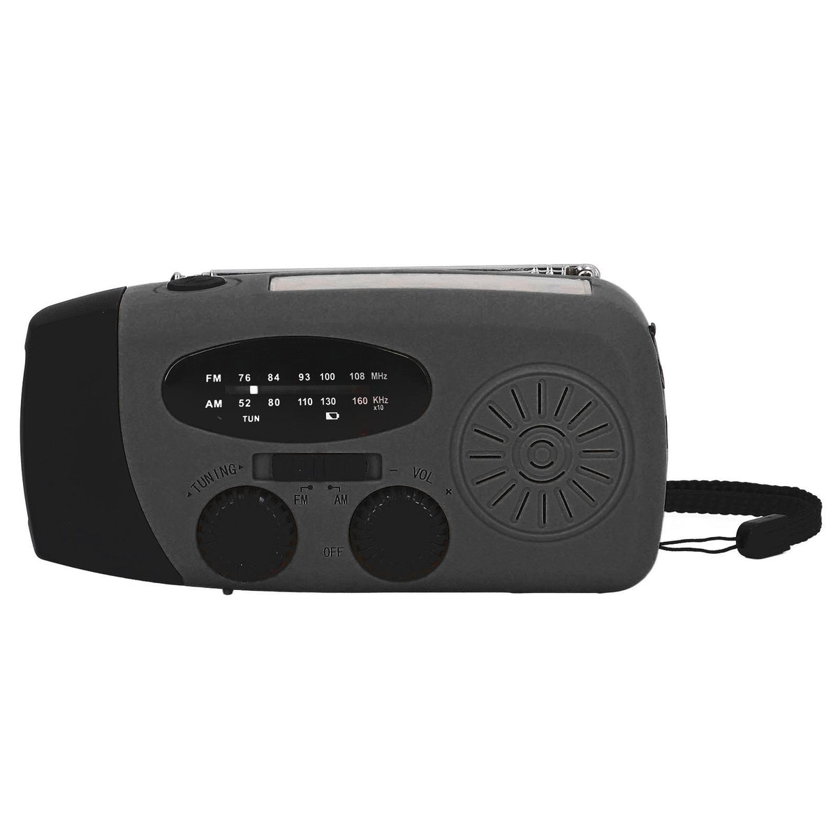 Hand Crank Solar Radio with LED Flashlight Portable FM AM WB USB Radio for Emergency Disaster PreventionBlack Japanese