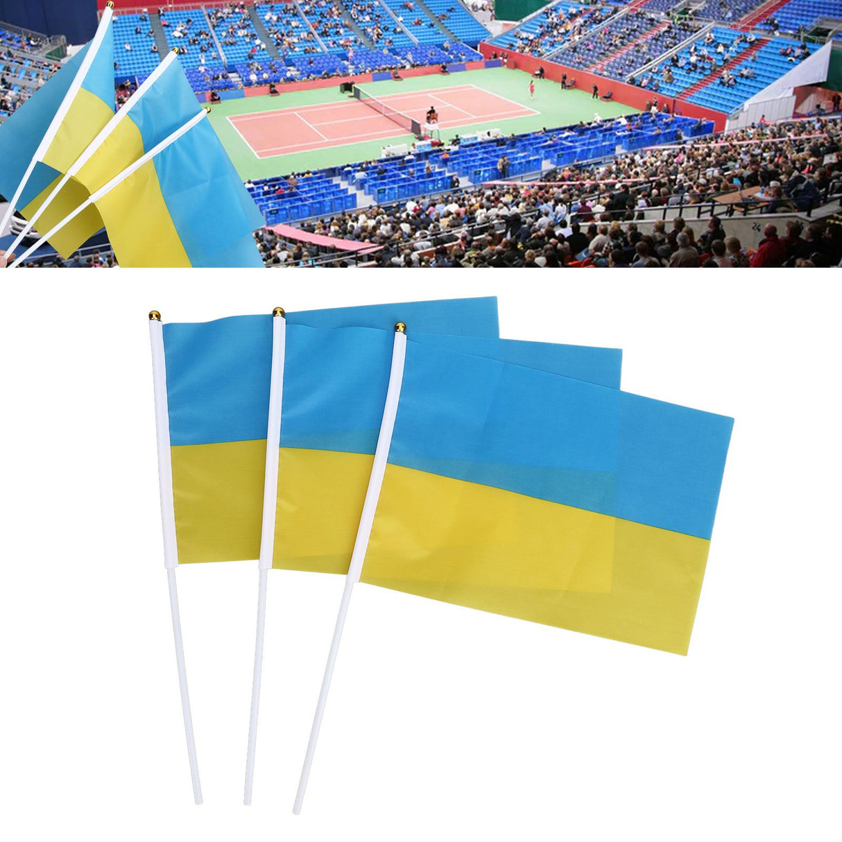 10 Sets Ukraine Handheld Flags Polyester Fade Resistant Mini Lightweight Ukraine Handheld Stick Flag 11.0-11.8x7.9in