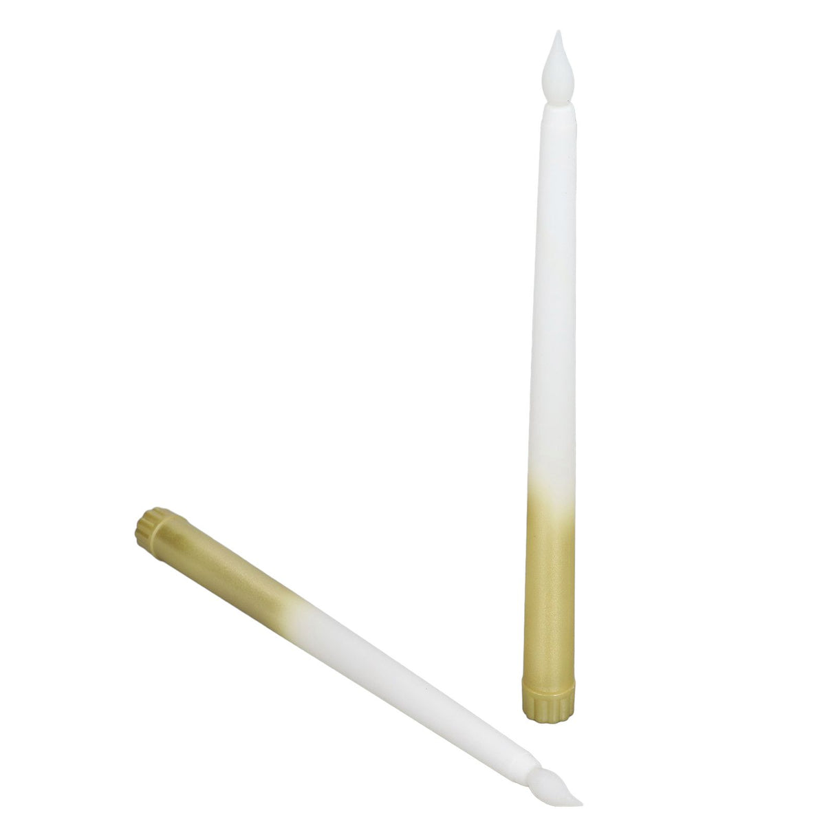 2pcs LED Taper Candles Battery Powered Flameless LED Candle Sticks for Festival Wedding Birthday Party Half Spray Gold