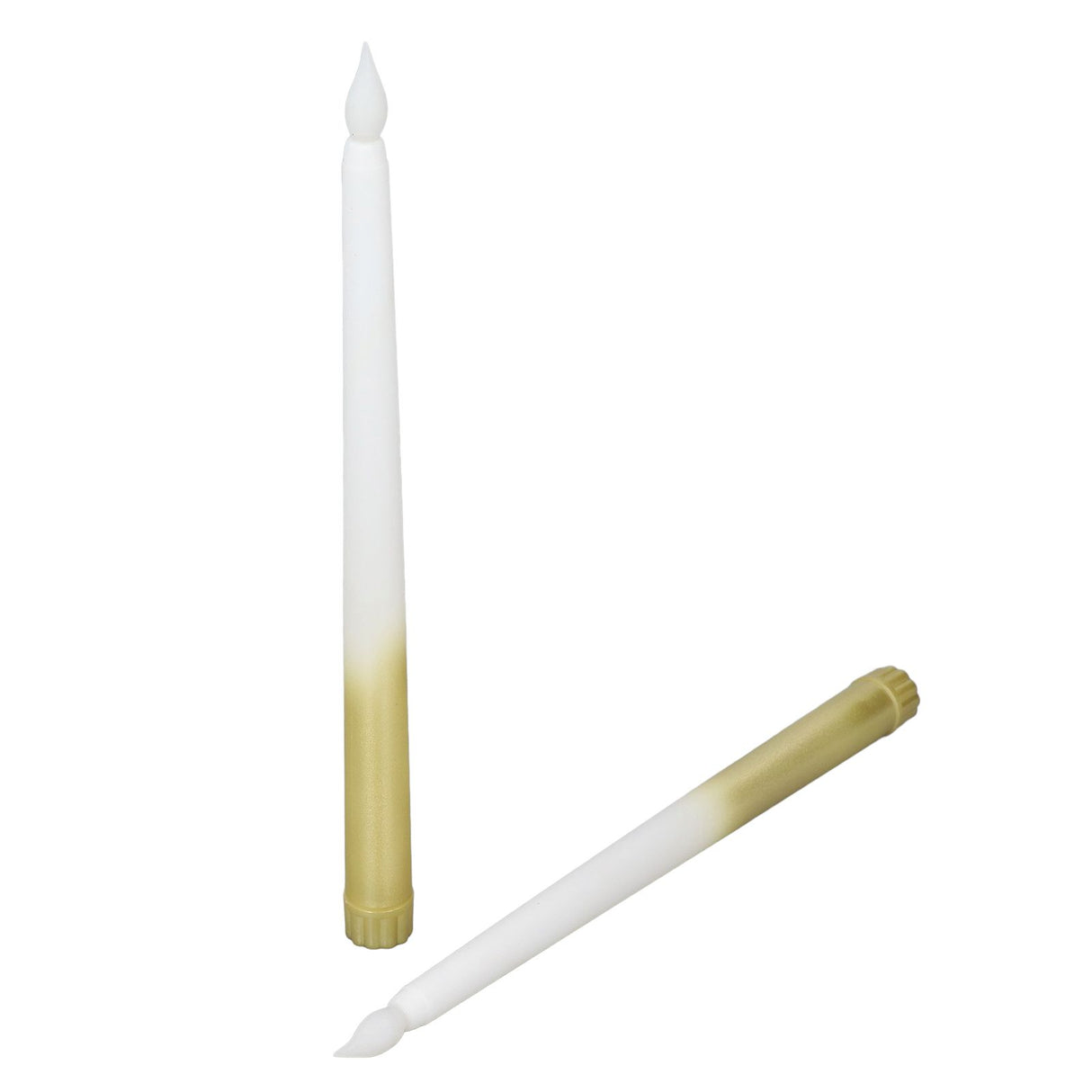 2pcs LED Taper Candles Battery Powered Flameless LED Candle Sticks for Festival Wedding Birthday Party Half Spray Gold