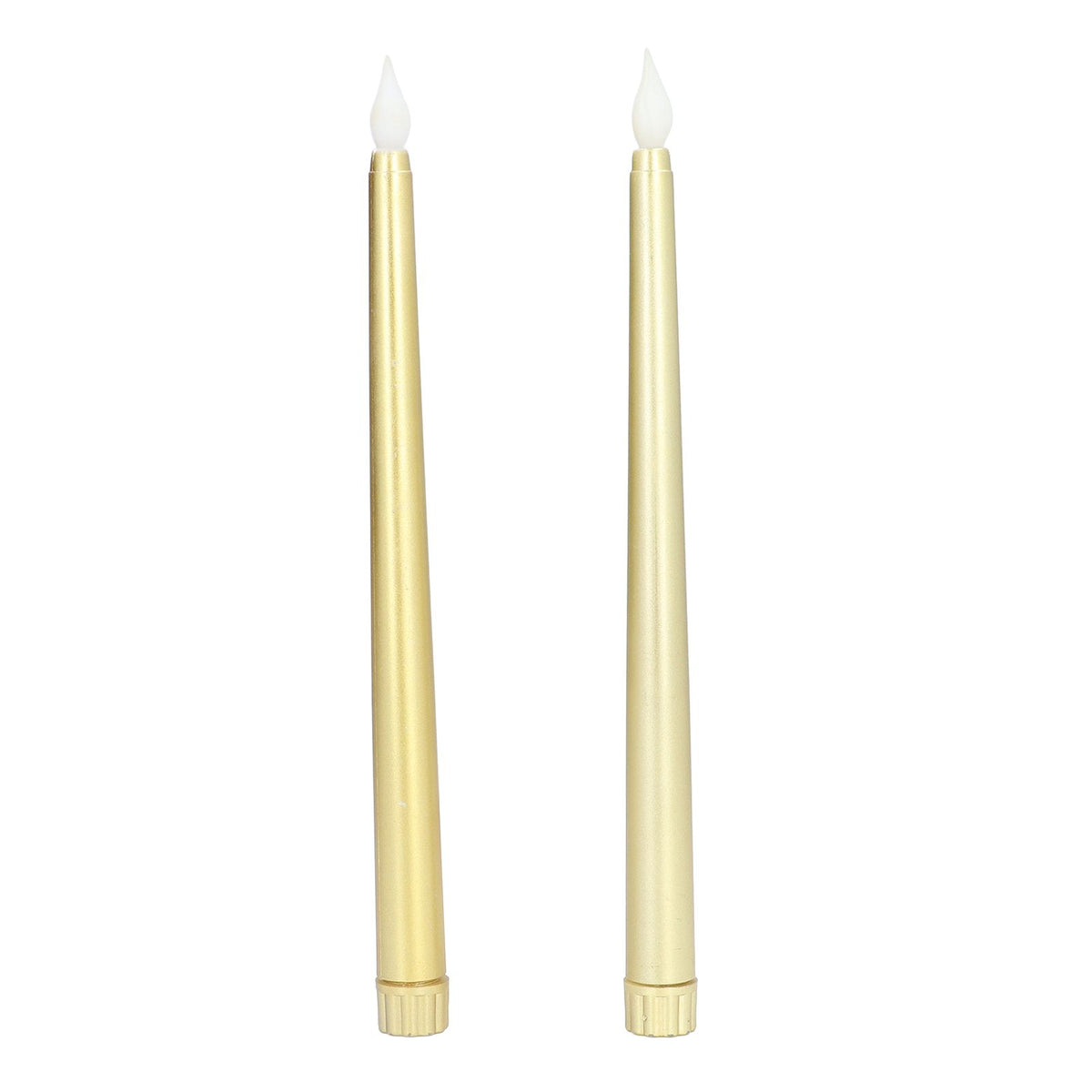 2pcs LED Taper Candles Battery Powered Flameless LED Candle Sticks for Festival Wedding Birthday Party Full Spray Gold