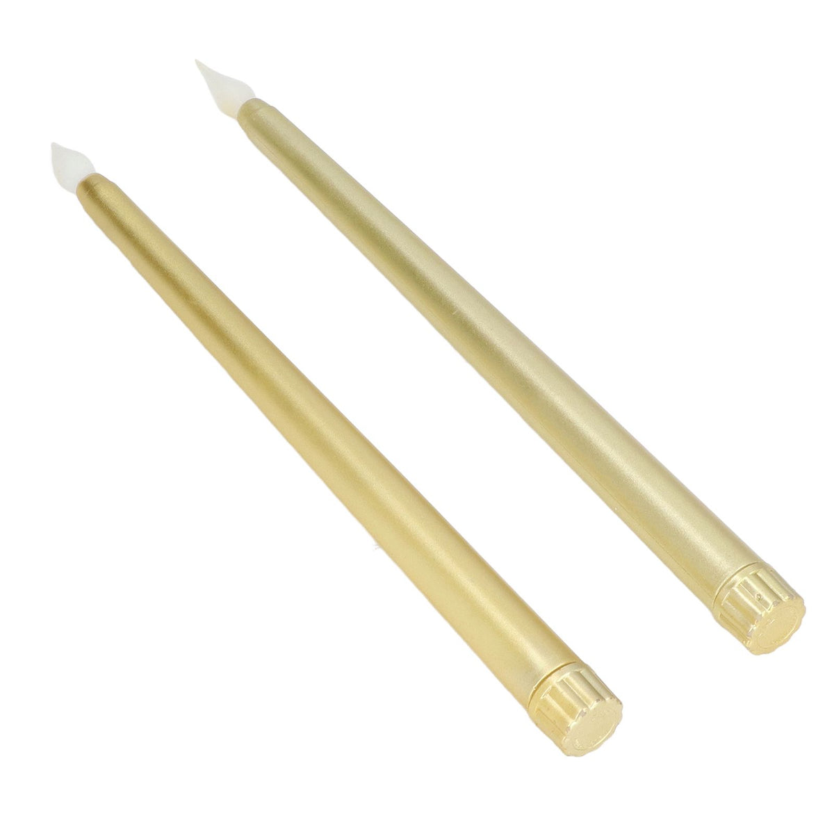 2pcs LED Taper Candles Battery Powered Flameless LED Candle Sticks for Festival Wedding Birthday Party Full Spray Gold