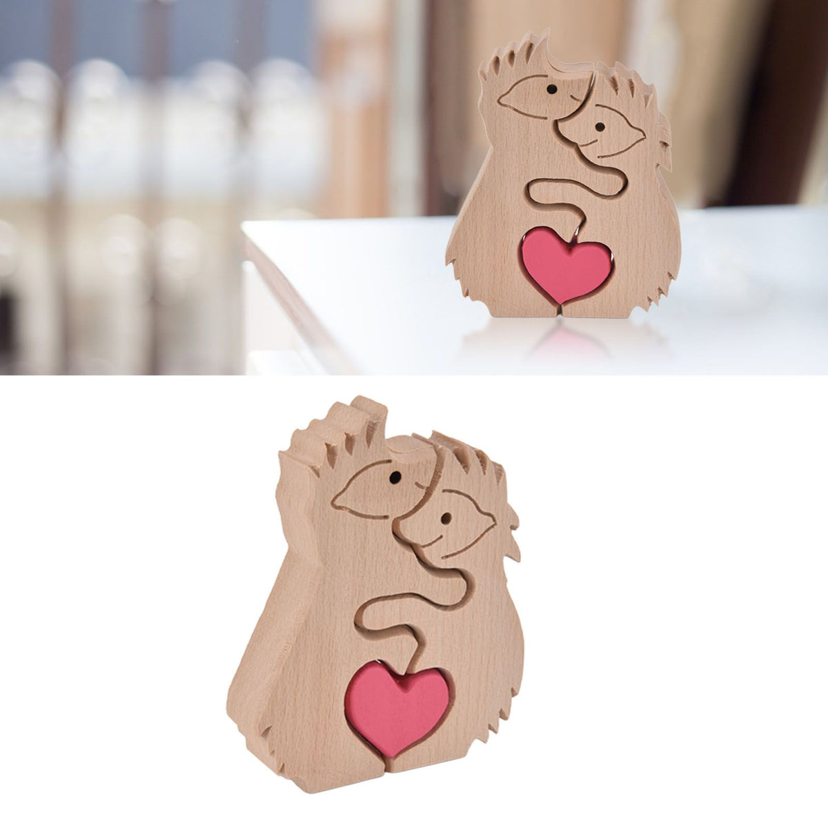 Wooden Animal Ornament Cute Shape Animal Family Handcrafted Mini Wooden Rabbits Statue for Home Decoration Gifts B13