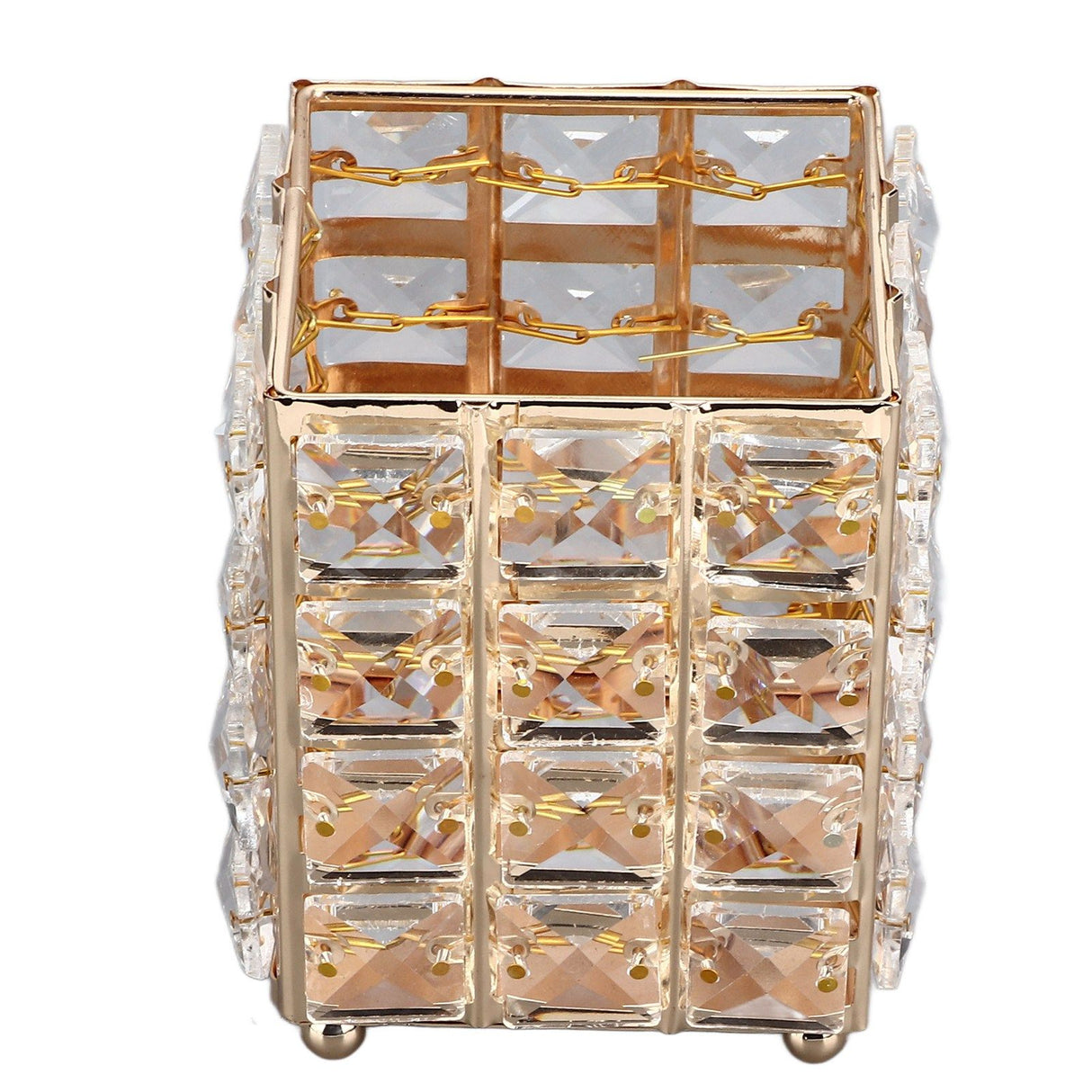 European Style Crystal Storage Box Crystal Jewelry Trinket Box Square Earrings Rings Organizer for Gift Giving Home Decoration Gold