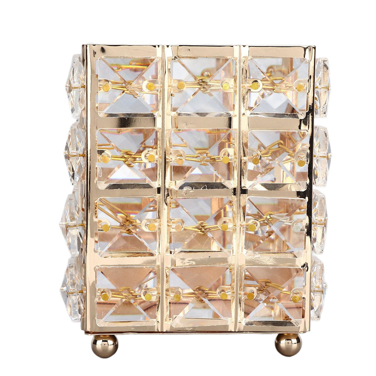 European Style Crystal Storage Box Crystal Jewelry Trinket Box Square Earrings Rings Organizer for Gift Giving Home Decoration Gold