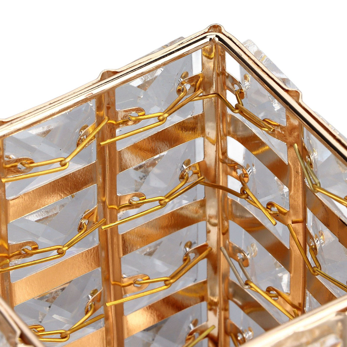European Style Crystal Storage Box Crystal Jewelry Trinket Box Square Earrings Rings Organizer for Gift Giving Home Decoration Gold