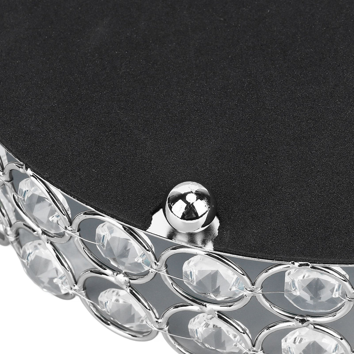 Crystal Cosmetic Makeup Tray 8in Round Display Tray Mirrored Metal Welded Structure for Food Perfume Jewelry Wine Silver