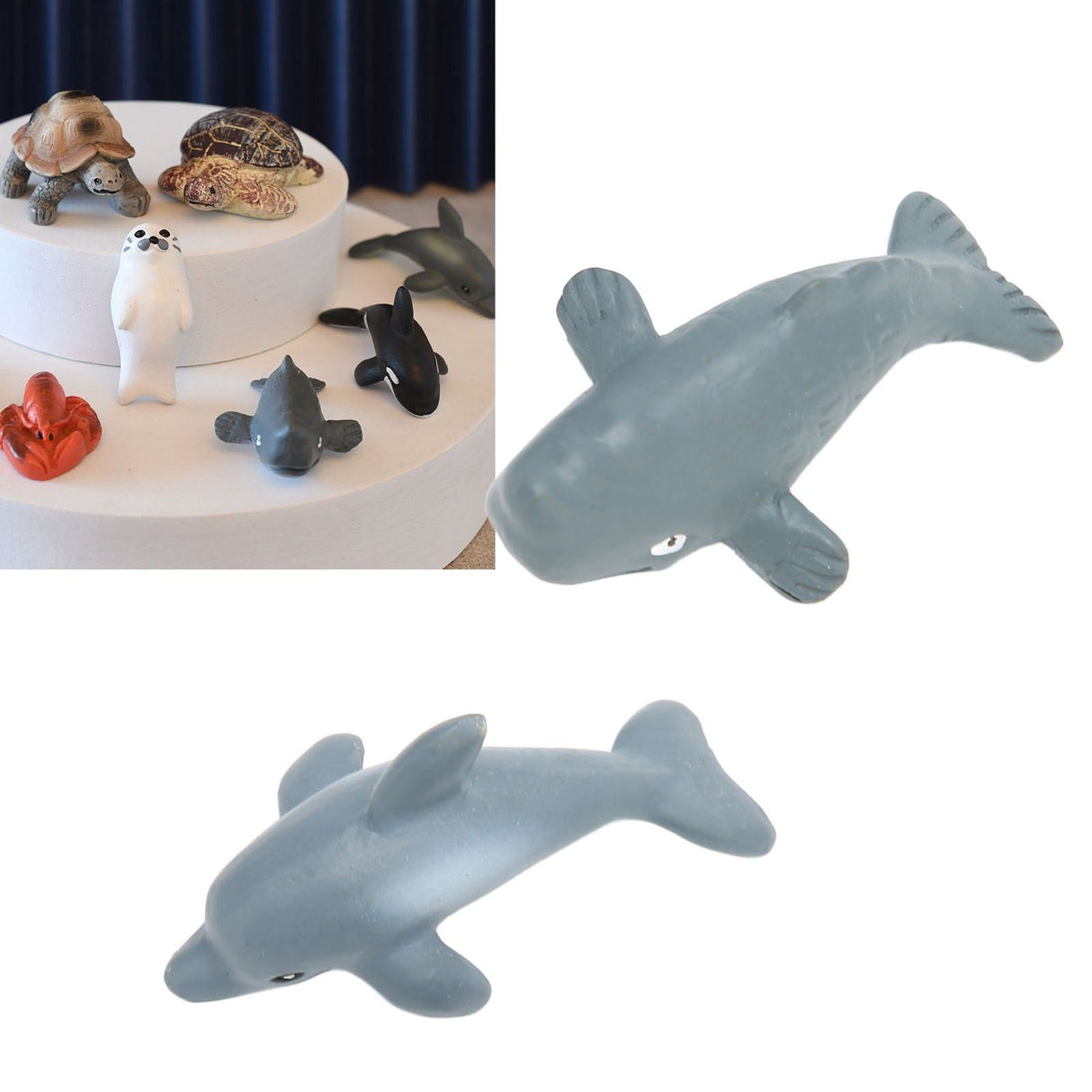2PCS Whale Ornament Cute Whale Look Modern Style Whale Figurine Resin Ornament for Home Decoration Mini Garden Cake