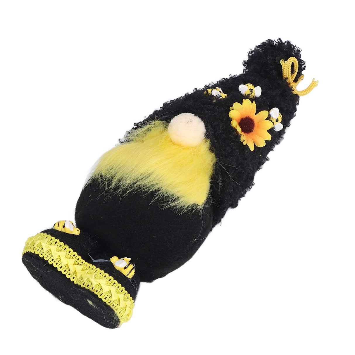 Faceless Doll Delicate Cute Mascot Plush Gnome with Yellow Sunflower Flower Gnome Doll for Easter Wedding Birthday Black