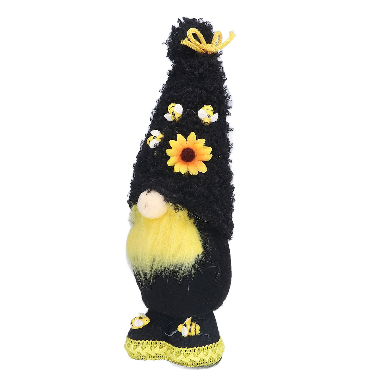 Faceless Doll Delicate Cute Mascot Plush Gnome with Yellow Sunflower Flower Gnome Doll for Easter Wedding Birthday Black