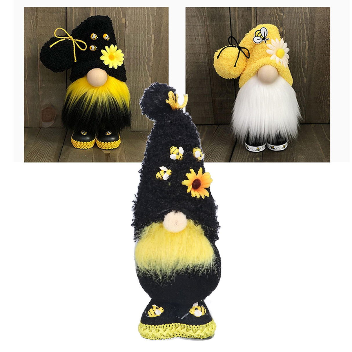 Faceless Doll Delicate Cute Mascot Plush Gnome with Yellow Sunflower Flower Gnome Doll for Easter Wedding Birthday Black
