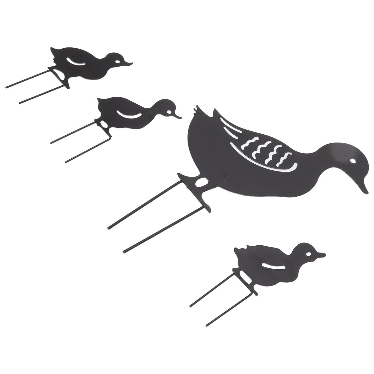 4Pcs Metal Duck Decorative Garden Stakes Cute Animal Hollow Design Black Iron Art Duck Decoration for Courtyard Lawn Garden