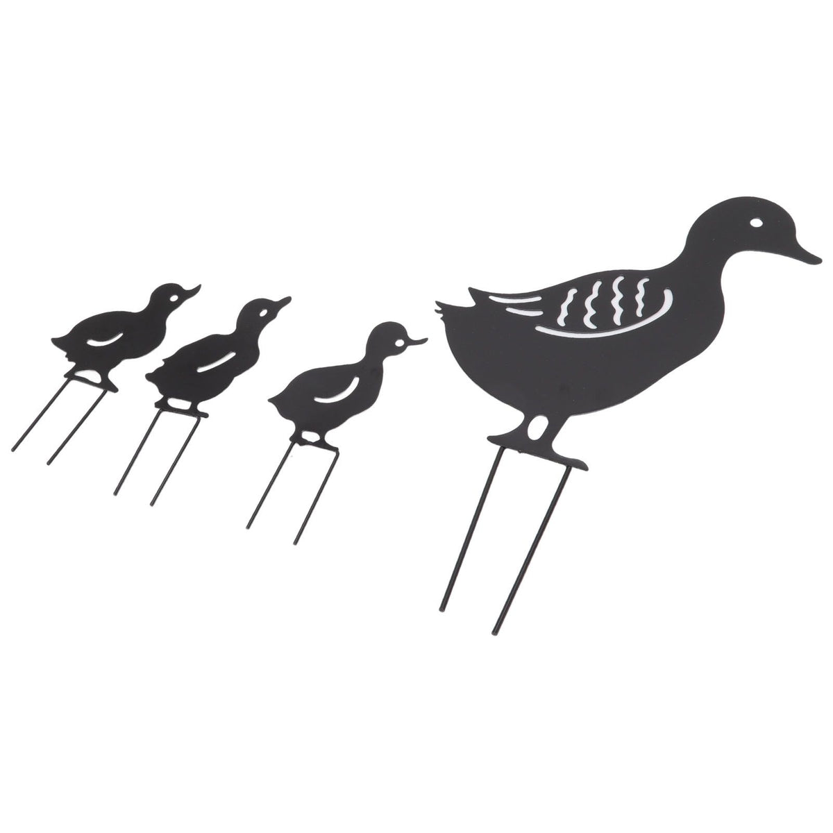 4Pcs Metal Duck Decorative Garden Stakes Cute Animal Hollow Design Black Iron Art Duck Decoration for Courtyard Lawn Garden