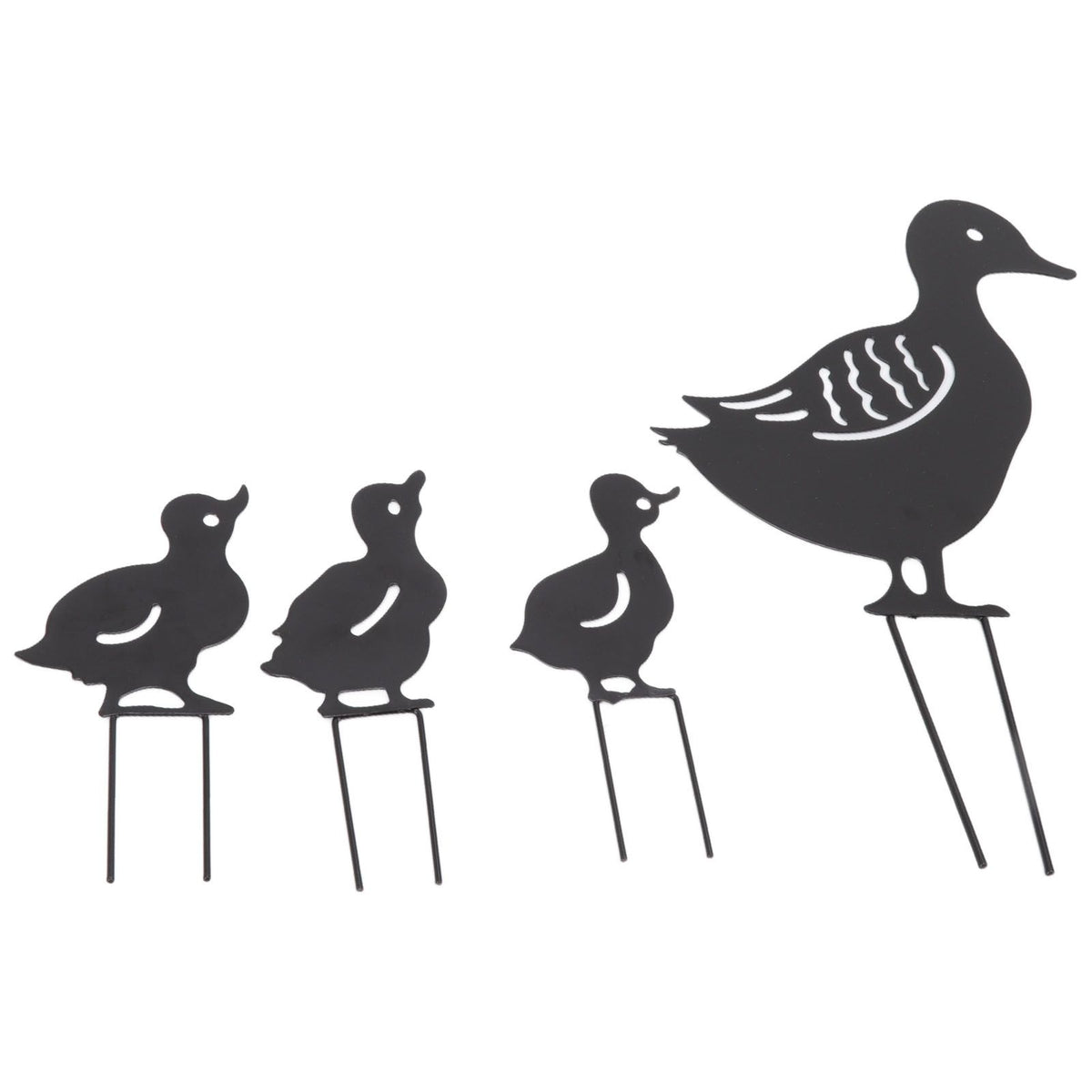 4Pcs Metal Duck Decorative Garden Stakes Cute Animal Hollow Design Black Iron Art Duck Decoration for Courtyard Lawn Garden