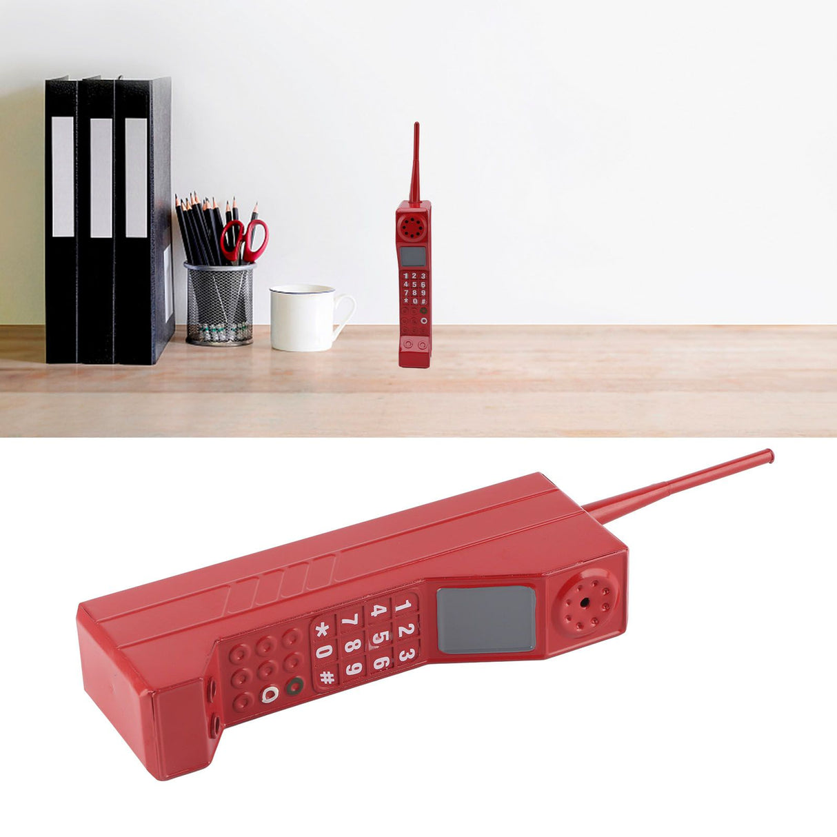 Retro Brick Cell Phone Ornament Vintage Cellular Phone Model Simulation Photographic Props Stylized Ornaments Red