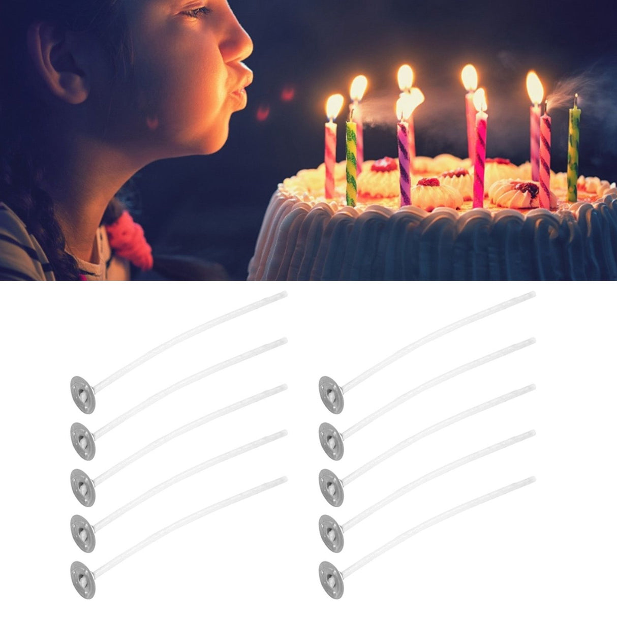 50Pcs Candle Wicks Pre Waxed Cotton Core Wicks with Base for DIY Scented Candle Making 8cm / 3.1in