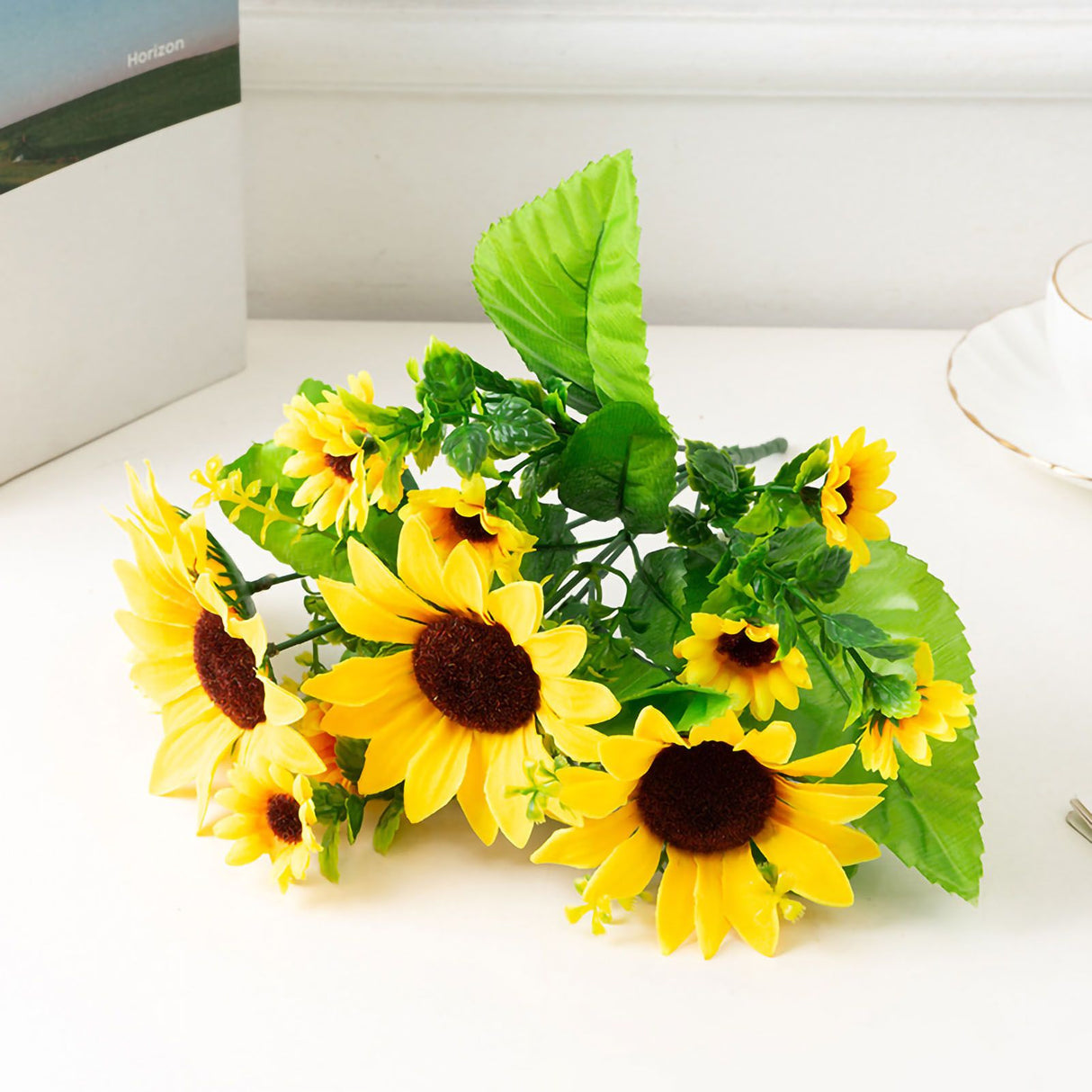 Artificial Sunflower Simulation Flower Silk Cloth for Home Living Room Decoration Wedding Bouquet Prop 7 Branch