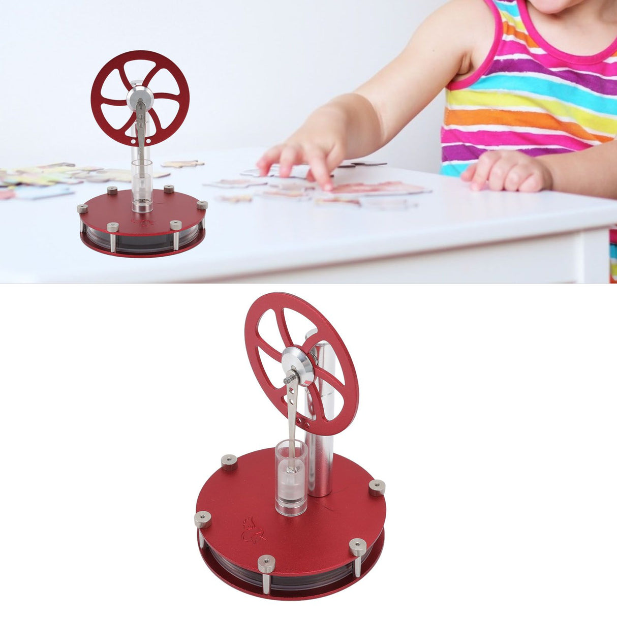 Stirling Engine Model Low Temperature Differential Education Toy Metal Hot Air Engine Motor for Kids Learning