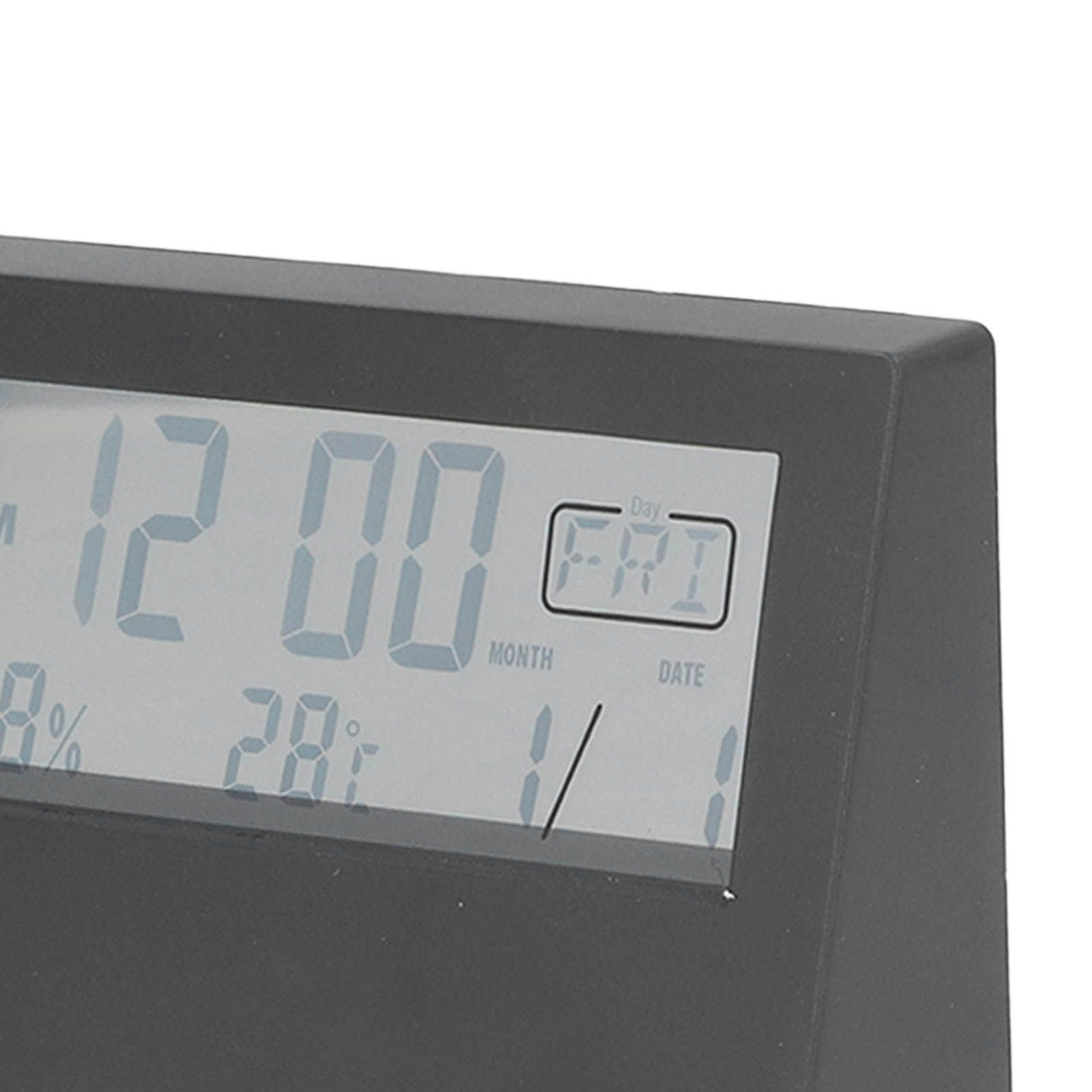 LCD Alarm Clock Transparent Multifunctional Large Screen Display Battery Powered Digital Alarm Clock for Home Travel Black
