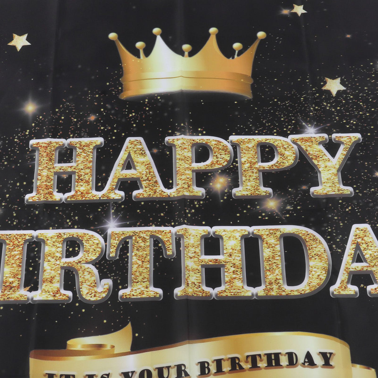 Happy Birthday Backdrop Banner Black and Gold Sign Poster Large Glitter Balloons Birthday Party Decoration