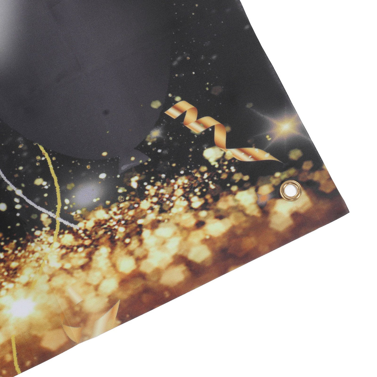 Happy Birthday Backdrop Banner Black and Gold Sign Poster Large Glitter Balloons Birthday Party Decoration