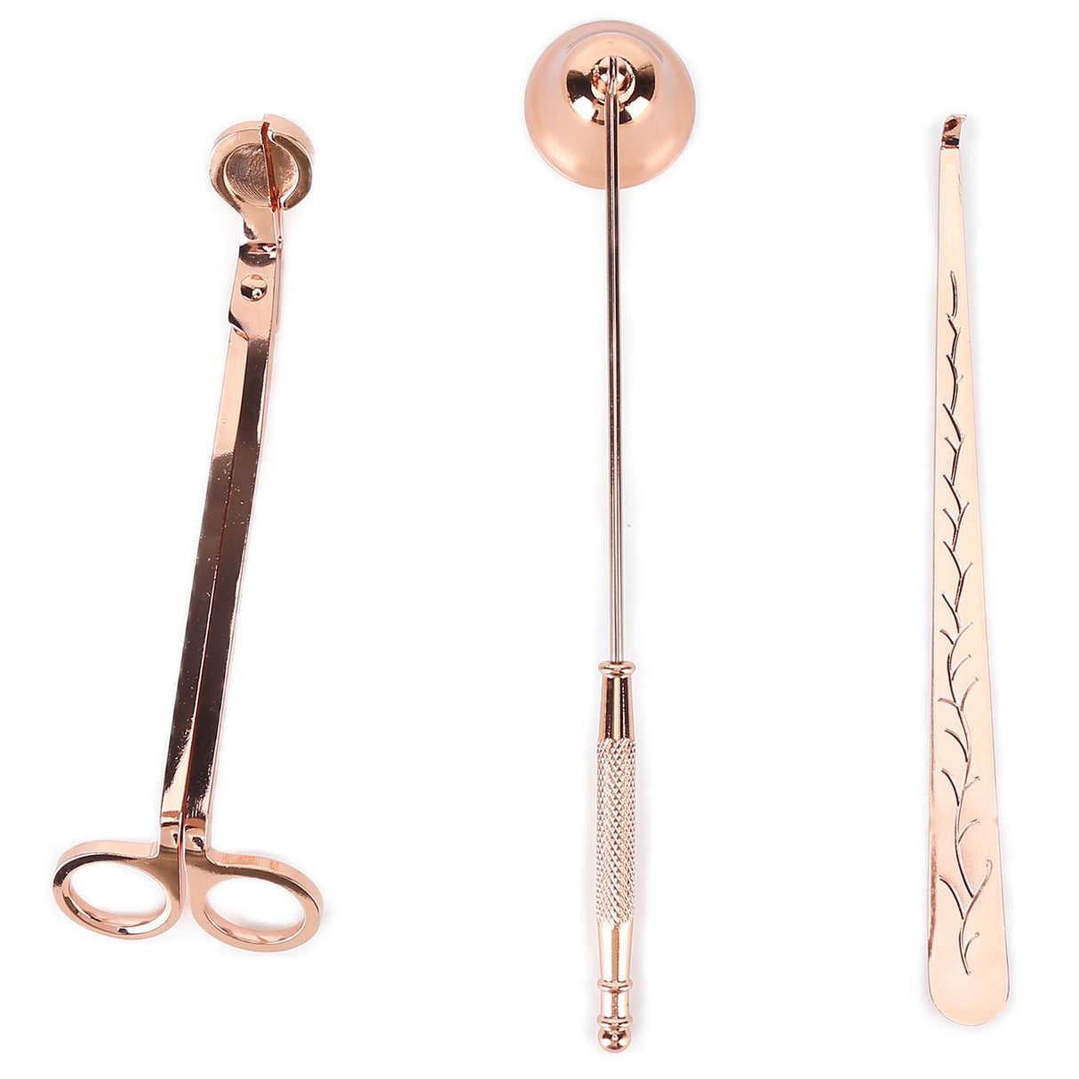 3PCS Candle Accessory Set Candle Wick Trimmer Cutter Snuffer Extinguisher Wick Dipper Gift SuppliesRose Gold