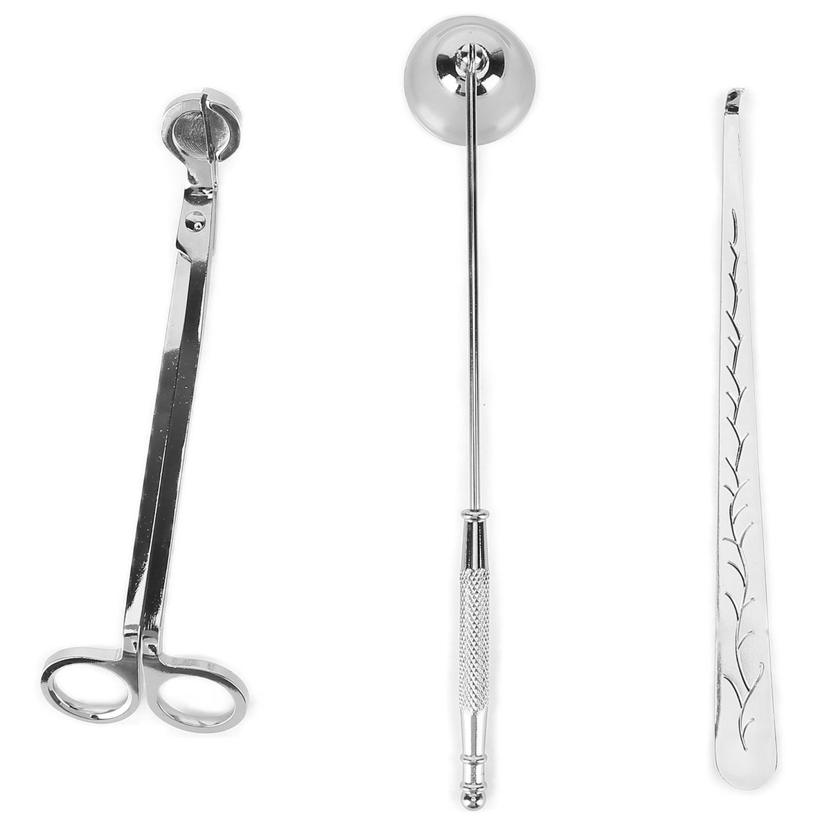 3PCS Candle Accessory Set Candle Wick Trimmer Cutter Snuffer Extinguisher Wick Dipper Gift SuppliesSilver