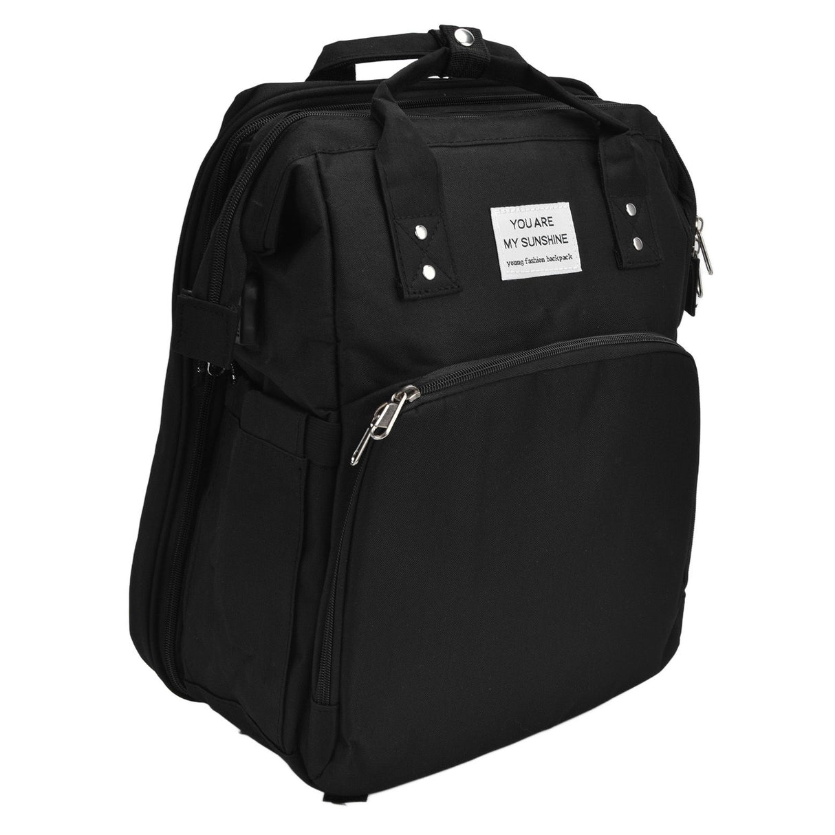 Backpack Multifunctional Foldable Large Capacity Baby Diaper Storage Bag for TravelBlack