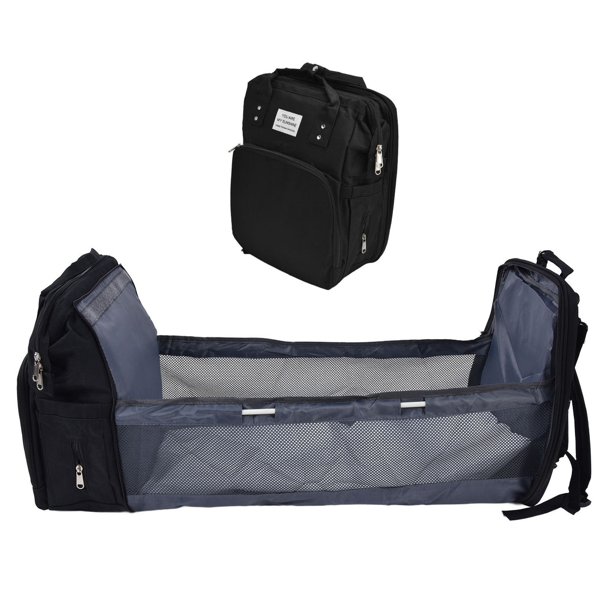 Backpack Multifunctional Foldable Large Capacity Baby Diaper Storage Bag for TravelBlack