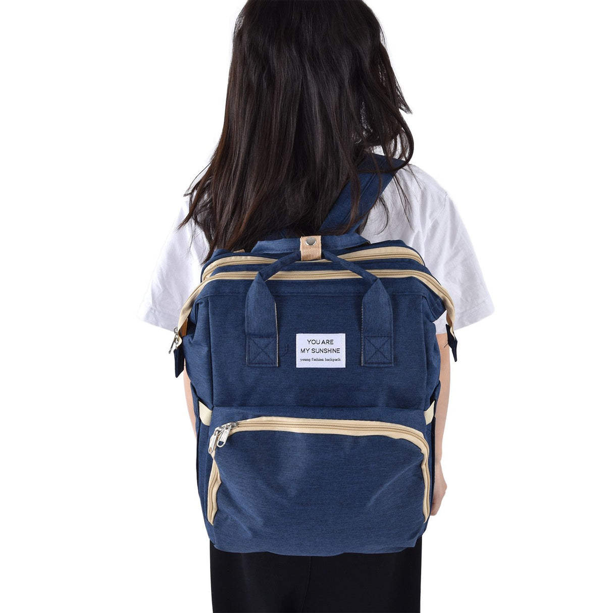 Backpack Multifunctional Foldable Large Capacity Baby Diaper Storage Bag for TravelDark Blue