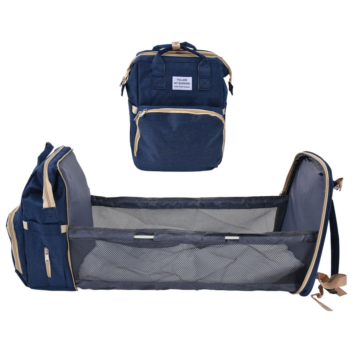 Backpack Multifunctional Foldable Large Capacity Baby Diaper Storage Bag for TravelDark Blue