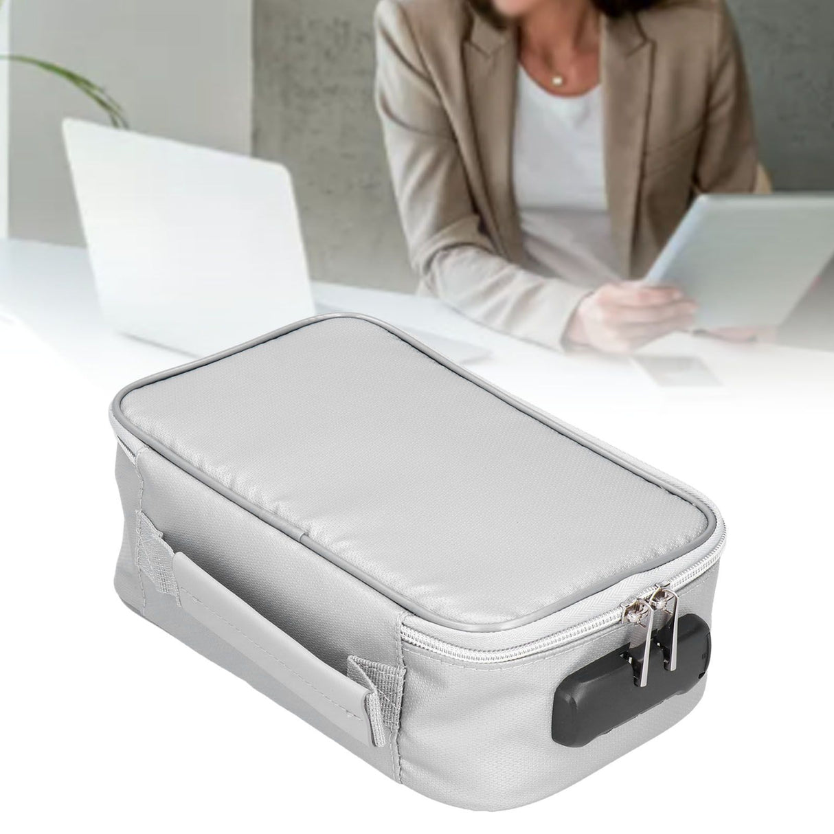 Fireproof Document Bag with Lock Portable Small Fireproof Document Bag for Home Office TravelSilver