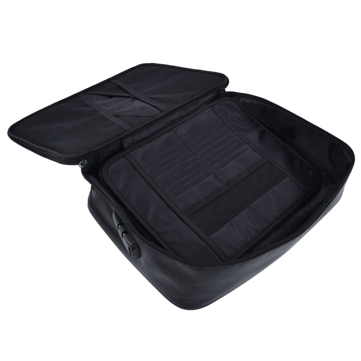 Fireproof Document Bag Pouch Portable File Safe Organizer Large Capacity Storage Box Case with LockBlack