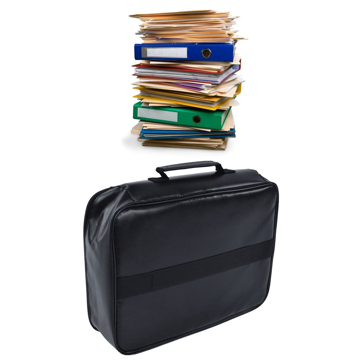Fireproof Document Bag Pouch Portable File Safe Organizer Large Capacity Storage Box Case with LockBlack