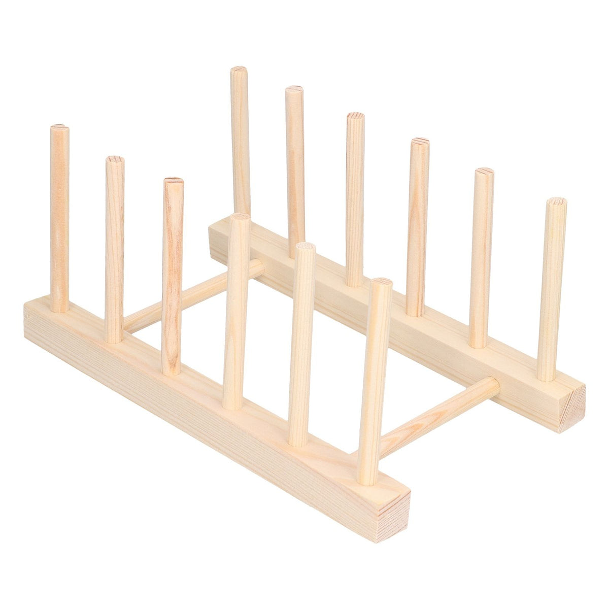 Bamboo Dish Plate Lightweight Portable Environmental Friendly Durable Pine Wood Dish Rack5 Grids 23cm