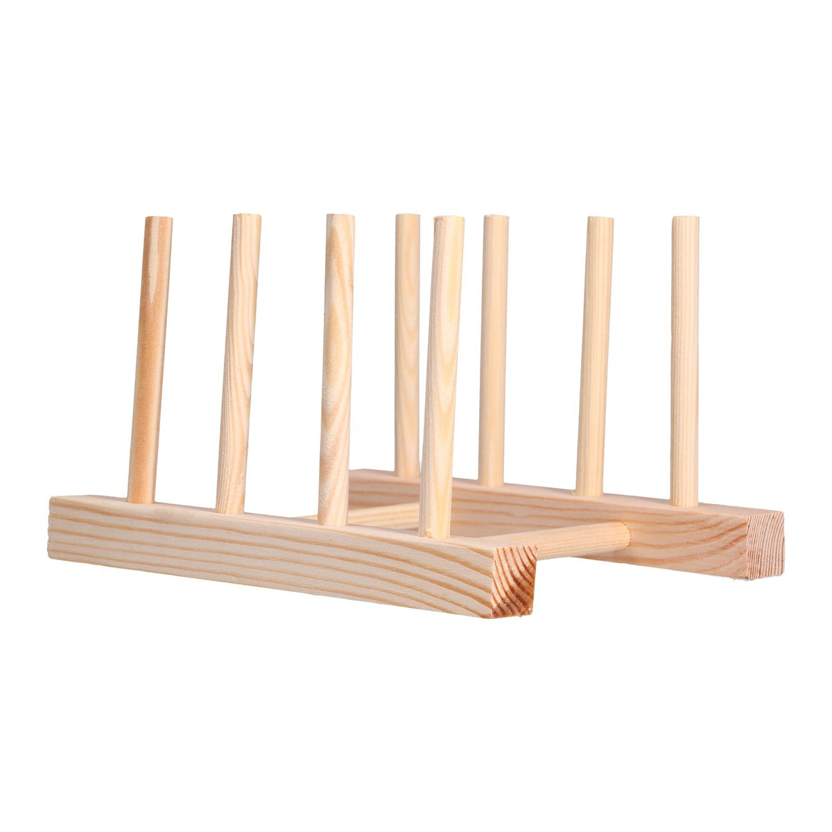 Bamboo Dish Plate Lightweight Portable Environmental Friendly Durable Pine Wood Dish Rack3 Grids 18cm