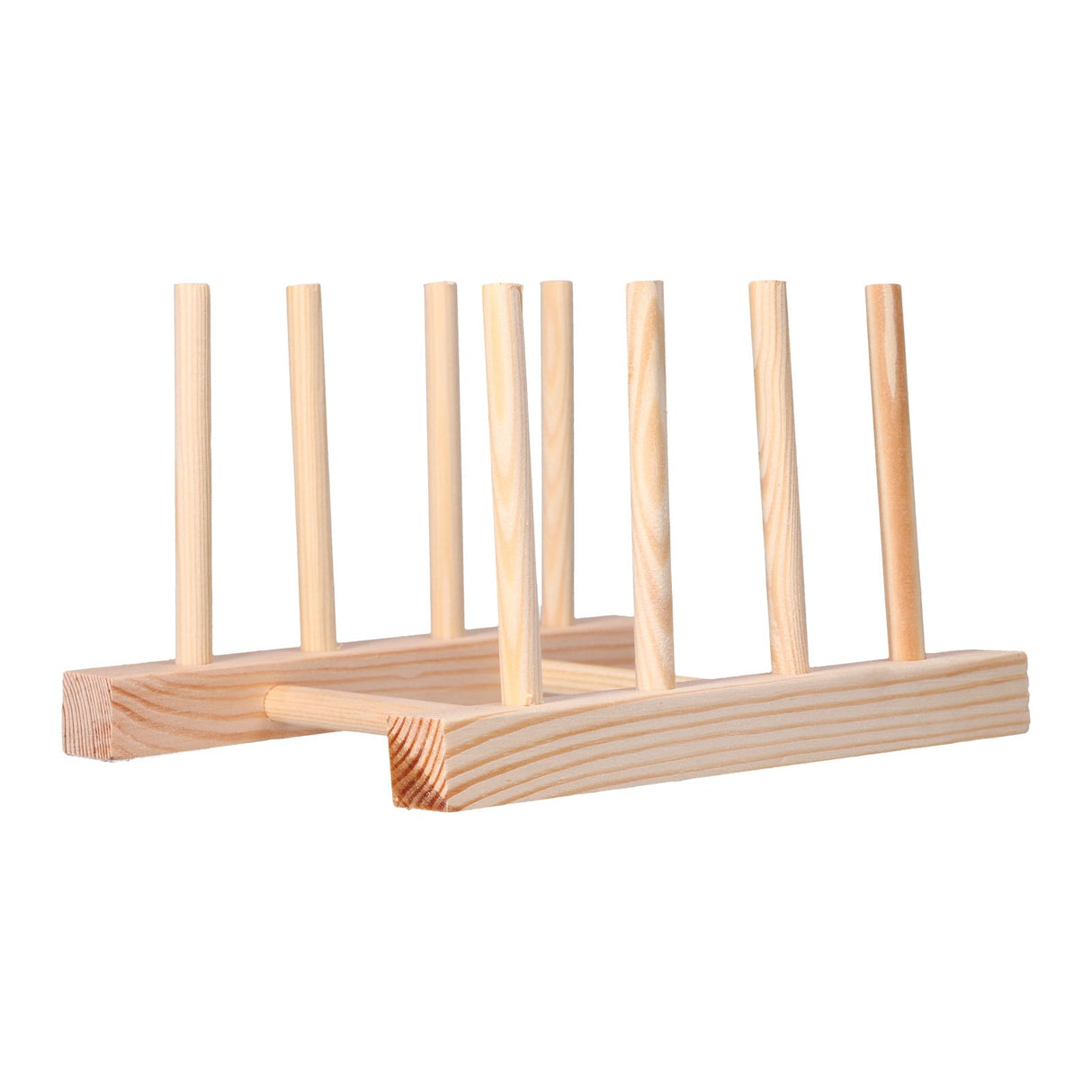 Bamboo Dish Plate Lightweight Portable Environmental Friendly Durable Pine Wood Dish Rack3 Grids 18cm