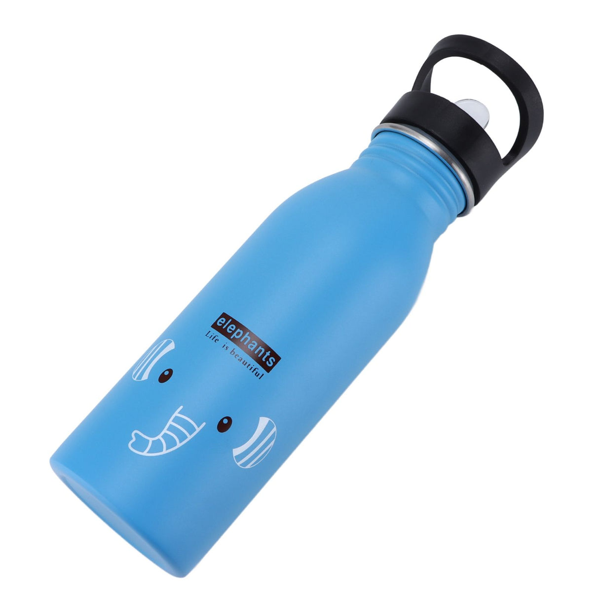 Stainless Steel Sport Water Bottle 500ml Cute Vacuum Insulated Water Bottle with Sucking Mouth for Outdoor SportsBlue Elephant