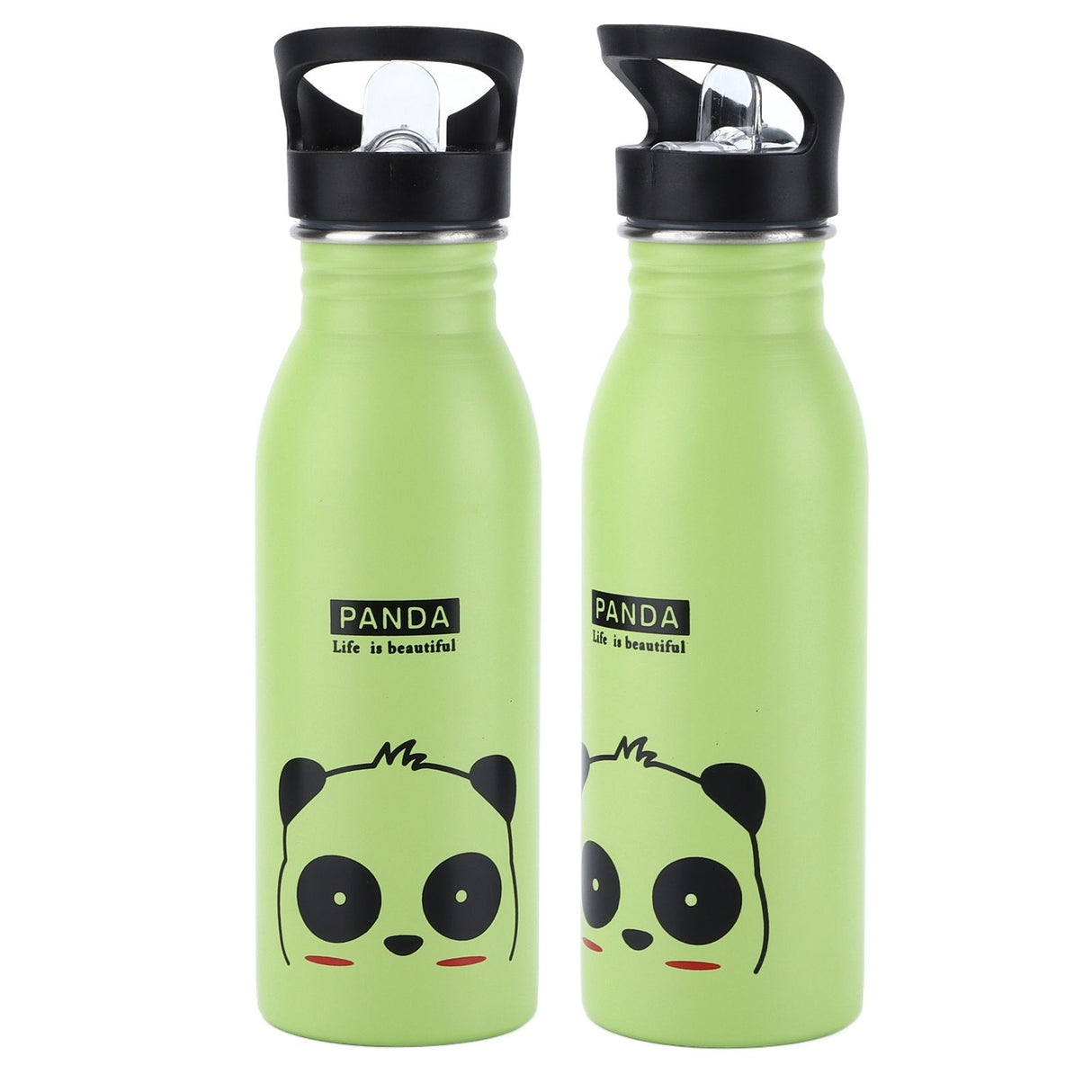 Stainless Steel Sport Water Bottle 500ml Cute Vacuum Insulated Water Bottle with Sucking Mouth for Outdoor SportsGreen Panda