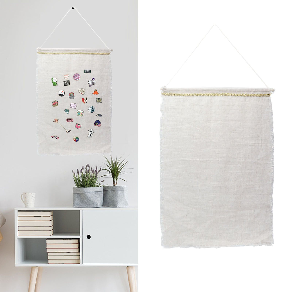 Pockets Cotton Linen Wall Hanging Earrings Storage Bags Multifunctional Home Decor Hanging BagL
