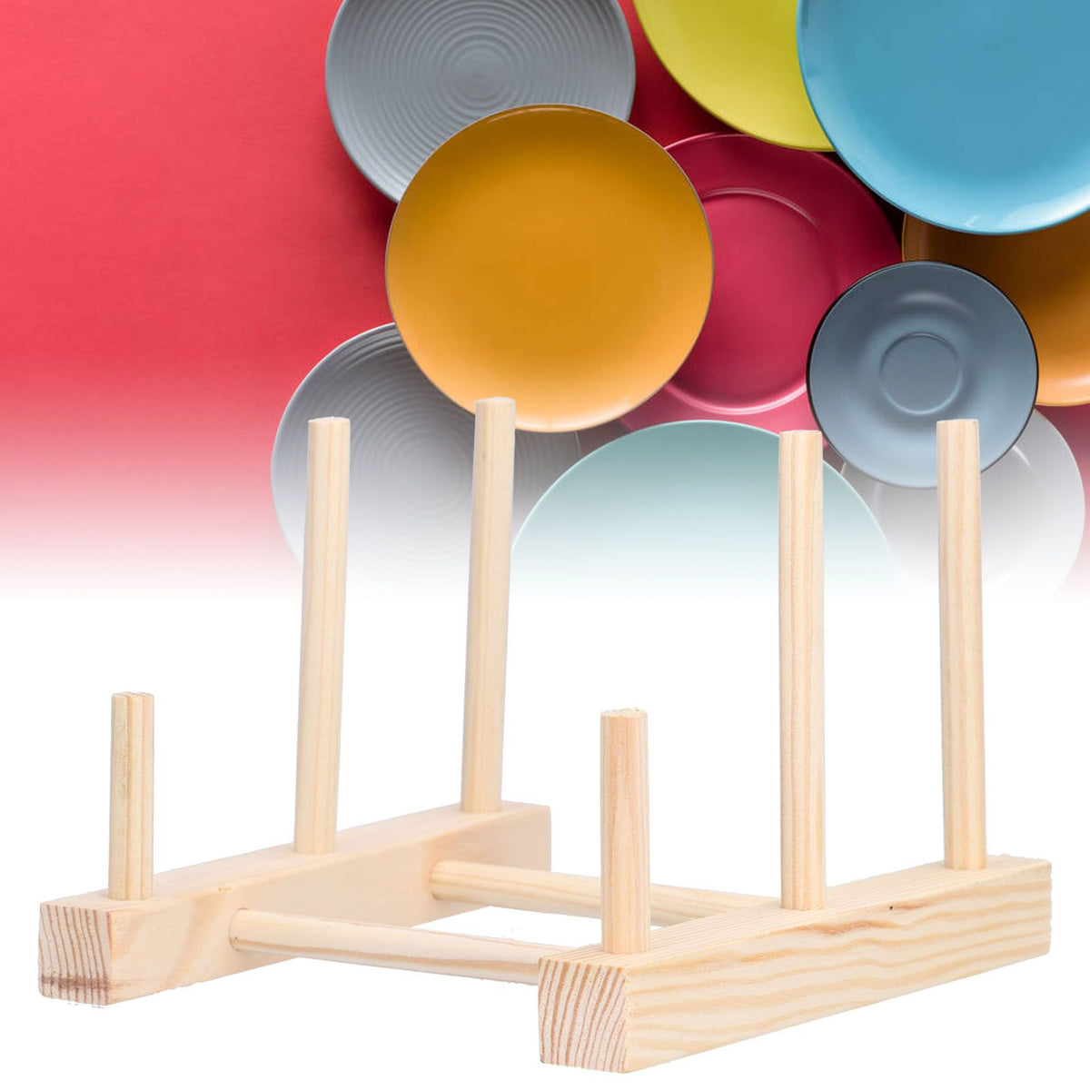 Wooden Dish Plate Drain Rack Non Defrmation Dinnerware Storage Organizer for Dish Plate Bowl Cup Pot Lid