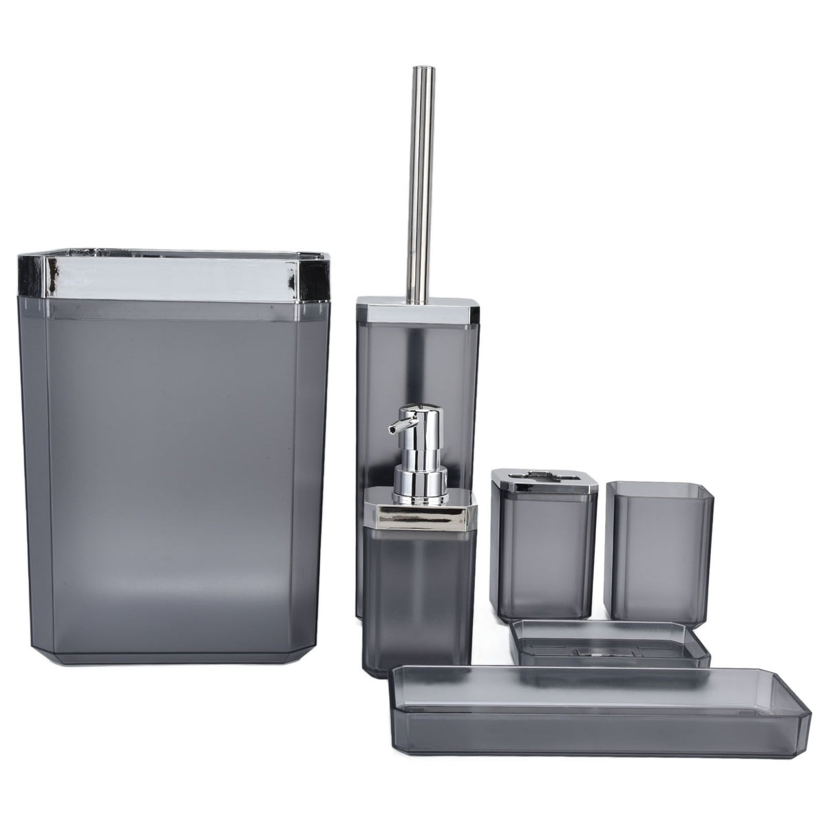 7Pcs/Set Plastic Bathroom Accessory Grey Toothbrush Holder Soap Tray Kit for Home Hotel