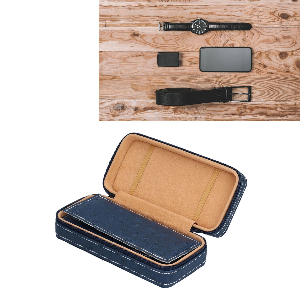 Watch Storage Box Ostrich Pattern Zippered Artificial Leather Watch Bag for Watch Holders Watch Maintenance Master