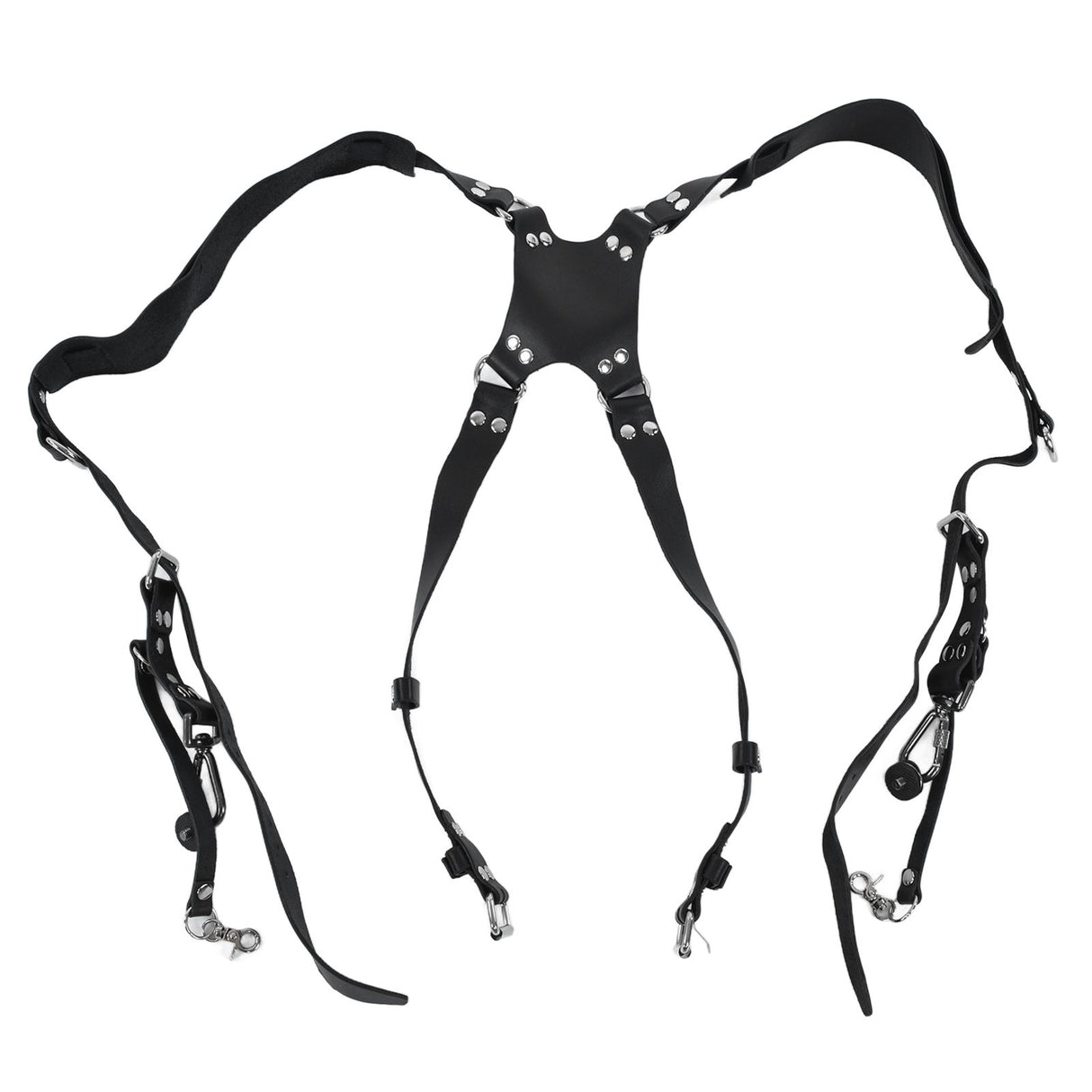 Camera Strap Dual Shoulder PU Leather Harness with D Rings Outdoor Photography Accessories