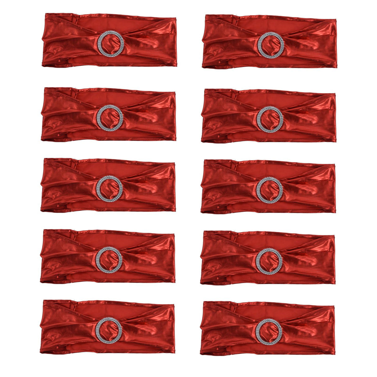 10Pcs Chair Cover Bands Elastic Stretch Sashes Bows for Wedding Banquet Hotel DecorationBright Red