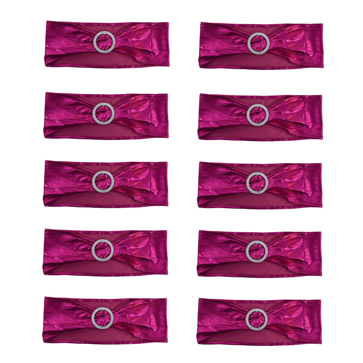 10Pcs Chair Cover Bands Elastic Stretch Sashes Bows for Wedding Banquet Hotel DecorationRose Red
