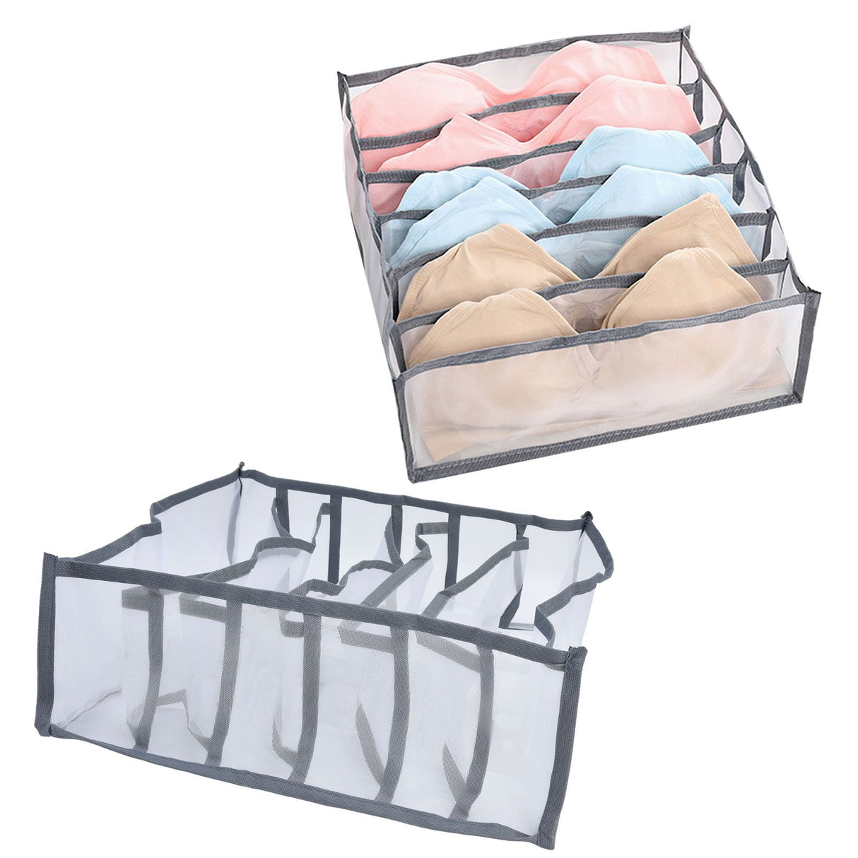 Underwear Organizer Mesh Foldable Breathable Multi Cells Socks Storage Box for Bras Panties6 Cells